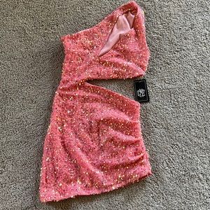 Hot pink sequin dress